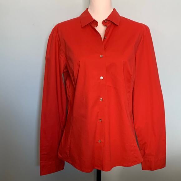 Ann Taylor Stretch Red Button Down Shirt Size 14 - Picture 7 of 8